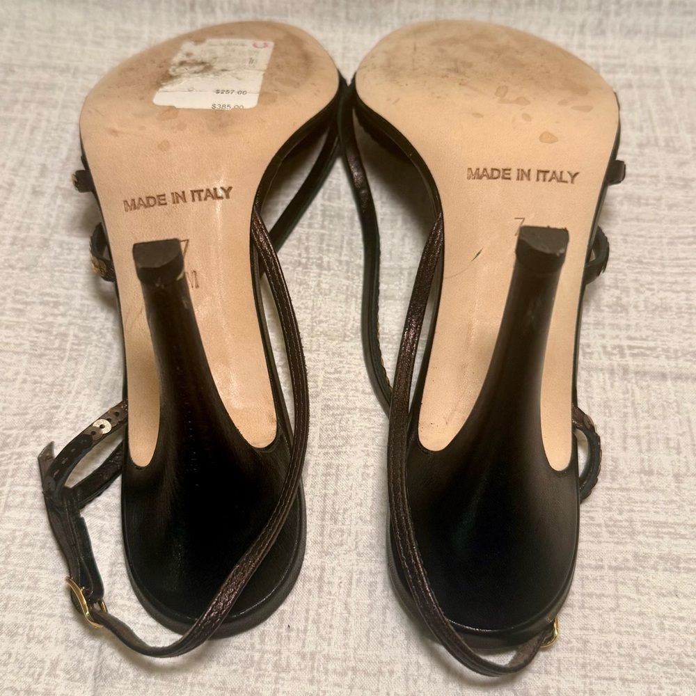 Vintage Michael Kors Ocean Strappy Heels in Bronze Metallic, Size 7 - Picture 9 of 14